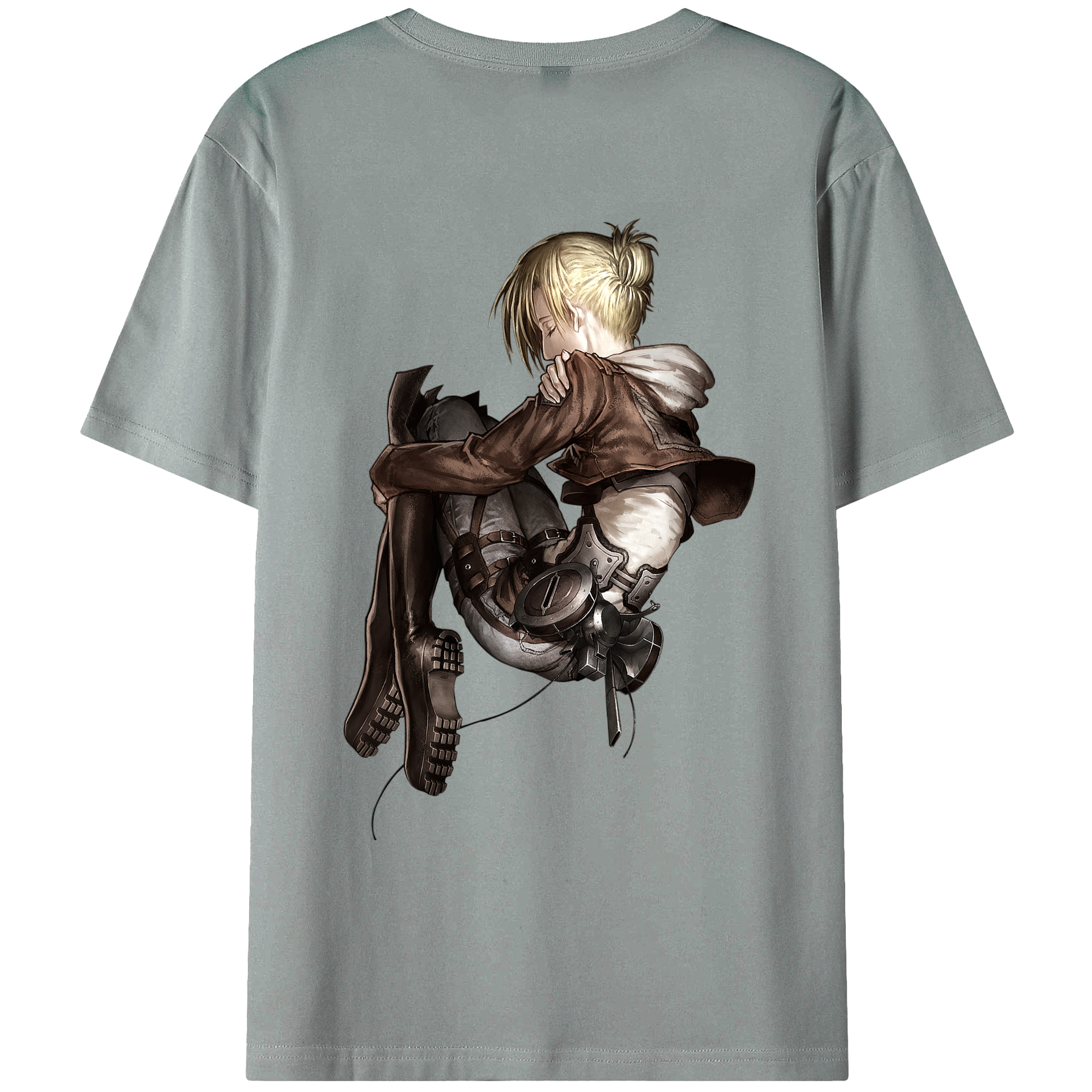 （画像用） 進撃の巨人 アニ・レオンハート Attack on Titan Annie Leonhart 綿100％ メンズ半袖Tシャツ（バックプリント） 通気性
